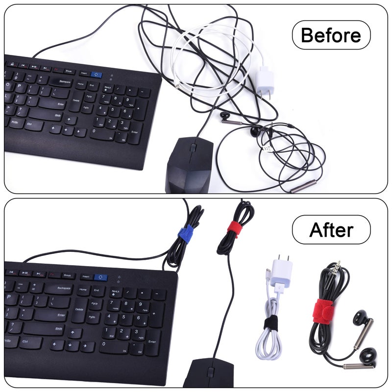 Wisdompro 60 Pack Hook and Loop Straps, Self-gripping Fastening Cord Cable Tie by Wisdompro - Reusable, Durable Functional Tie to Keep Your Home, Office, Workspace from Tangled Messes (4-6-8 Inch, Each 20 Packï¼‰ - Image 5